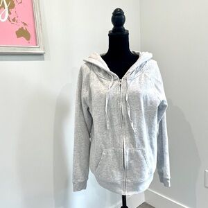 Forever21 Lingerie Sequin Heart Heather Gray Zip Up Jacket with Hoodie